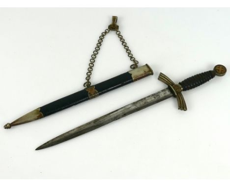 German WWII Luftwaffe officers dress sword by David Malsch, early type example in nickel-silver, top pommel with Swastika ins