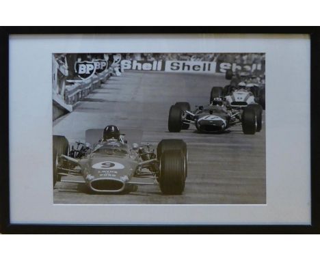 CHRIS BAYLEY ?Graham Hill Lotus Monaco Grand Prix 1968?, black and white photograph, photographer?s copyright stamp to verso,