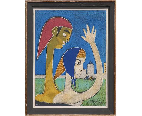 JEAN COCTEAU 'Cannes', lithograph, numbered edition: 300, signed in the plate - publishers blindstamp, 75cm x 55cm, framed an