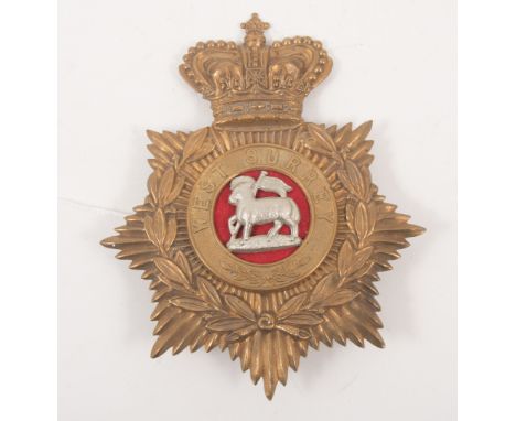 19th Century brass helmet plate, West Surrey.