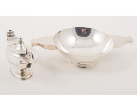 Silver Quaich by CSG & Co, Birmingham 1939, 18.5cm, 5.5oz, engraved inscription, Brigadier A D Burley, June 1975, from the WD
