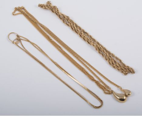 Collection of costume jewellery, a Pia 14 carat gold pendant and chain, gold-plated chains, a lady's Rotary wrist watch, larg
