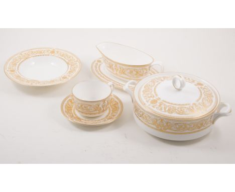 Royal Worcester 'Hyde Park' dinner service. twelve place setting to include, rimmed bowls, dinner plates, tea cups and saucer