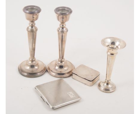 Small silver rectangular vesta, by Samson Morden & Co, Chester 1913, 5.5cm, 1.9oz gross, damaged; rectangular silver cigarett