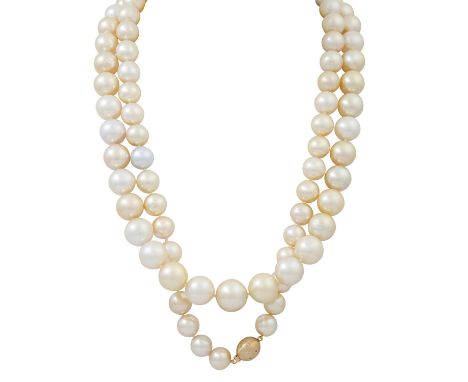 AUTORE Südsee-Perlenkette mit 89 feinen Perlen in zarten goldtönen, D: von ca. 12,1 - 17,3 mm, sehr feiner Lüster und Oberton