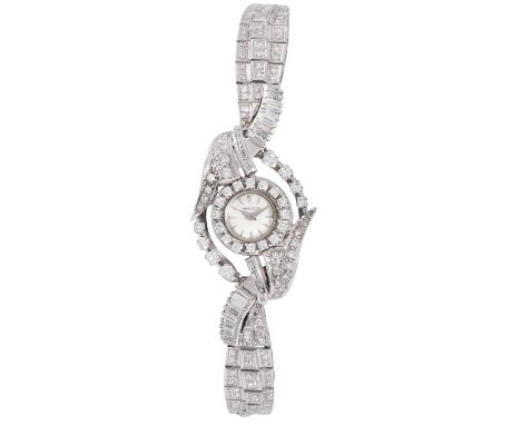 JAEGER-LECOULTRE Damen Schmuckuhr mit zahlreichen Diamanten von über 4 ct, WG 18K, 44,2 gr, Länge ca. 17 cm, Gehäusedurchmess