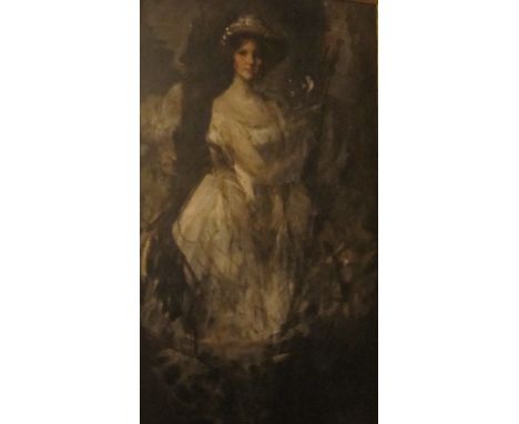 SIR JAMES JEBUSA SHANNON R.A., R.B.A., P.R.S.P.P. (1862-1923)Portrait of Kittystanding full length, wearing a white dress and