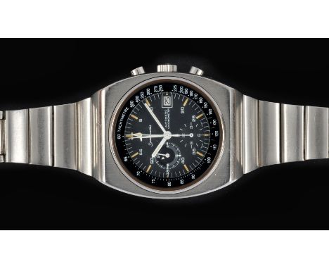 A Gentleman's Omega Speedmaster 125 Automatic Chronometer Wristwatch circa 1975, the black dial with luminous baton markers, 