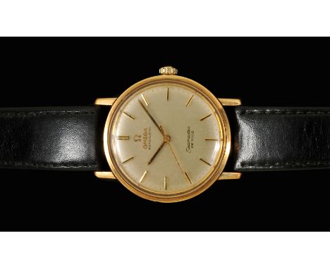A 1960's Gentleman's Omega Seamaster De Ville Automatic Wristwatch the silvered dial with applied gold baton markers and swee