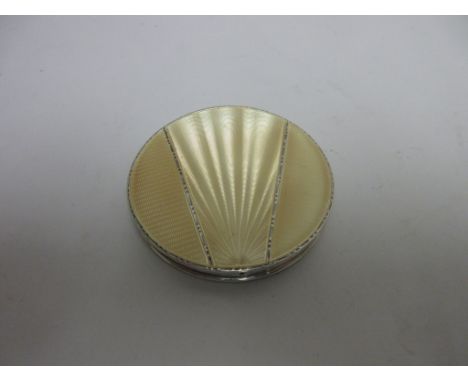 A George VI silver and beige enamel circular Powder Compact, Birmingham 1946