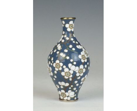 A rare Japanese Moriage enamel and white metal mounted Vase, “by Kumeno Teitaro of Nagoya (1865-1939)”
Meiji PeriodDecorated 