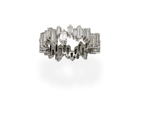 DIAMOND ETERNITY RINGOf abstract design, set throughout with baguette-cut diamonds, diamonds approx. 1.90cts total, ring size