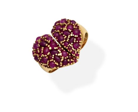 SOLANGE AZAGURY-PARTRIDGE: RUBY 'BROKEN HEART' RINGS, 2002Designed as two separate dress rings, each pavé-set throughout with