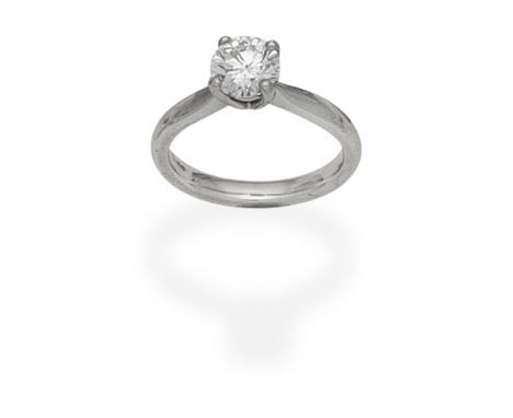 DIAMOND SINGLE-STONE RINGSet with a 1.13 carat brilliant-cut diamond, mounted in platinum,  European convention mark, partial