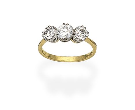 DIAMOND THREE-STONE RING, 1997Set with brilliant-cut diamonds, mounted in 18 carat gold, diamonds approx. 1.75cts total, Lond