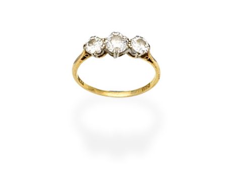 DIAMOND THREE-STONE RINGSet with brilliant-cut diamonds, diamonds approx. 1.00ct total,  ring size approx. NFor further infor