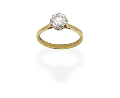 DIAMOND SINGLE-STONE RINGSet with a brilliant-cut diamond, mounted in 18 carat gold, diamond approx. 1.30cts, UK hallmark, ri