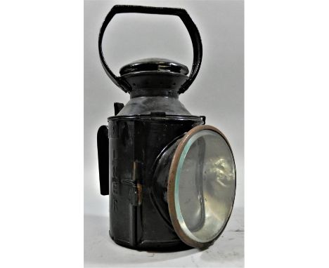 A LNER 3 aspect loco hand lamp (1619), with glasses and burner. 