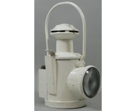 A BR (E) white painted locomotive head lamp, with burner, 36 cm. 