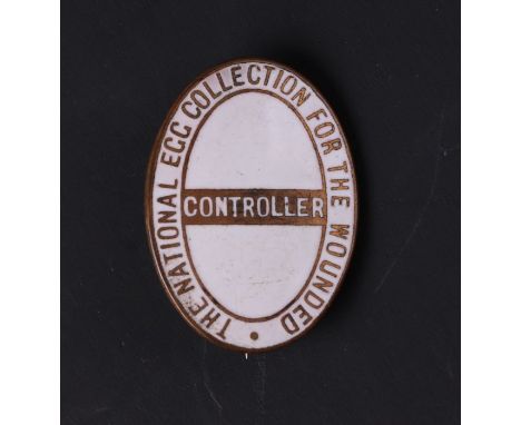 A scarce WWI period original Egg Collection for the Wounded Controller gilt metal and white enamel badge with makers mark for