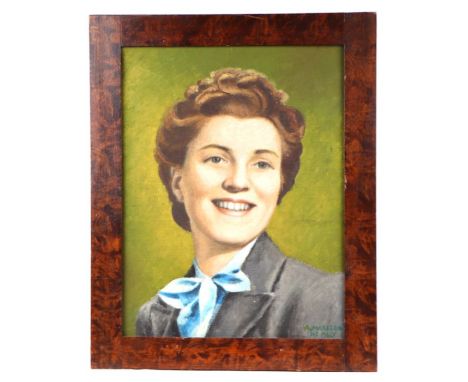 A Marizza (mid 20th century Italian) - Portrait of a Young Woman - signed &amp; dated 1947 lower right, oil on canvas, framed