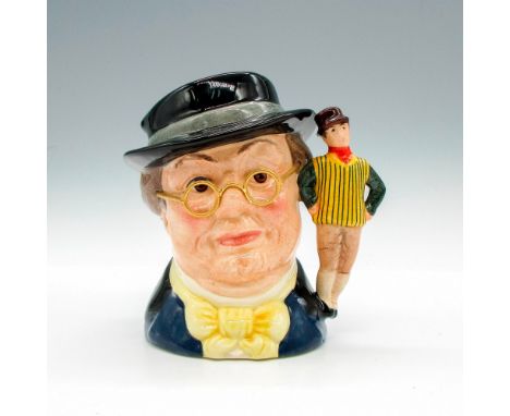 Style Two, Sam Weller handle. Blue, black, green, and cream.Royal Doulton backstamp. Artist: William K. HarperIssued: 1996Dim