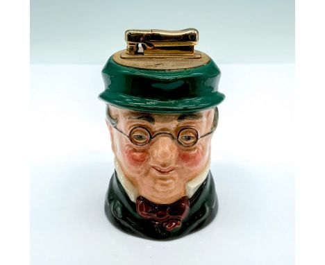 Porcelain character lighter depicting Samuel Pickwick from the plot of Charles Dickens novel The Pickwick Papers. Glossy fini