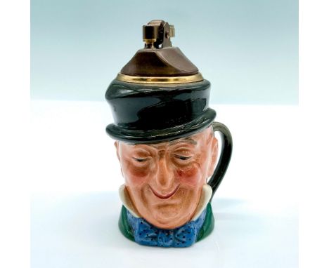 Porcelain character lighter depicting Wilkins Micawber, one of the best loved characters from the Charles Dickens novel David
