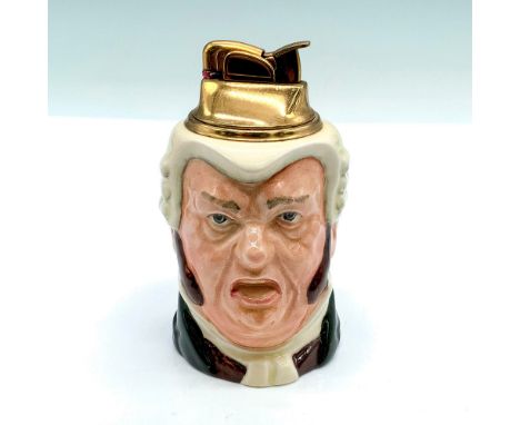 Porcelain character lighter depicting Sergeant Buzfuz from the Pickwick Papers by Charles Dickens. The lighter is removeable 