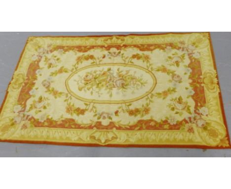 A floral tapestry mat, 150 x 90cm 