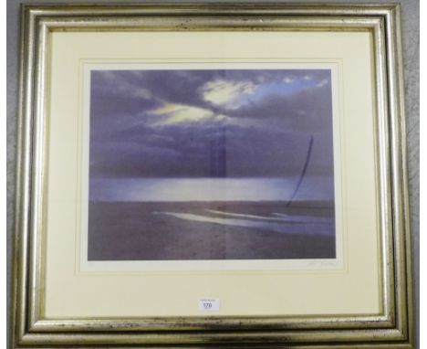 A Failing Light over Granite Shore, pencil signed limited edition print by Phillip Braham, in a glazed gilt wood frame, No. 5