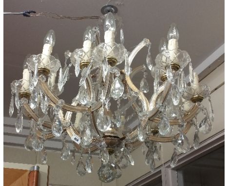 A Good Fifteen Branch Glass Chandelier.