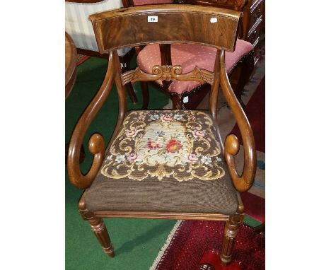 A Wonderful William IV Mahogany Carver of Superb Quality with Tapestry Seat.