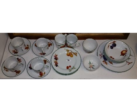 A Large Quantity of Royal Worcester Evesham, to include a cake stand, four cups, saucers, plates, bowls etc. 