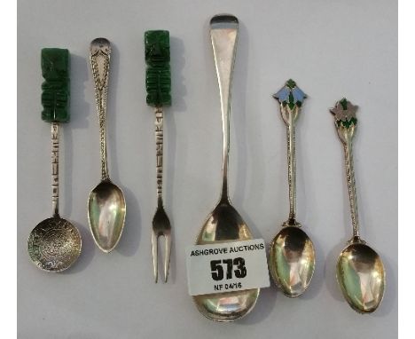 Five Various Silver Spoons and a Fork.