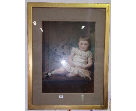 H S Mendelssohn [19/20th century] An over-painted photographic portrait of a boy; signed and dated 1894 60 x 44cm.