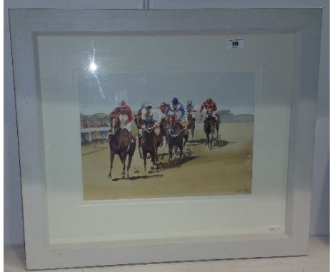 A Limited Edition Racing Print after Keen, numbered 126/850. Signed & numbered l.r., F&G. 27 x 37cm.