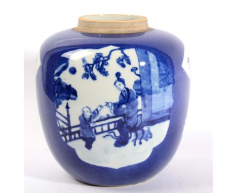 Kangxi style ginger jar/lamp and shade 