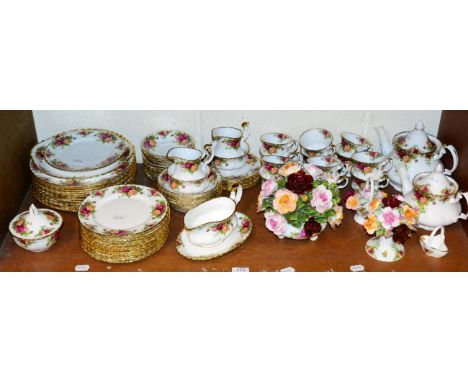 A Royal Albert Old Country Roses dinner/tea service; together with a large posy 