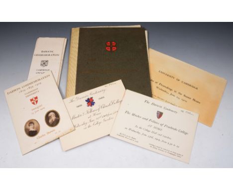 UNIVERSITY OF CAMBRIDGE. Order of The Proceedings At The Darwin Celebration Held at Cambridge June 22-June 24, 1909. with A S