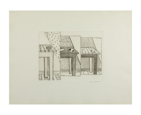 RAVEEL ROGER (1921 - 2013)20th Cent. etching - signed Roger RaveelRAVEEL ROGER (1921 - 2013) ets n° 35/50 : "Drie tafels"  - 