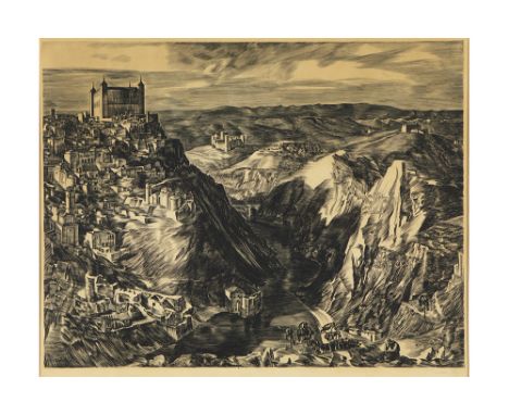 DECARIS ALBERT (1901 - 1988)Albert Decaris signed etching with a view of Toledo with its AlcazarDECARIS ALBERT (1901 - 1988) 