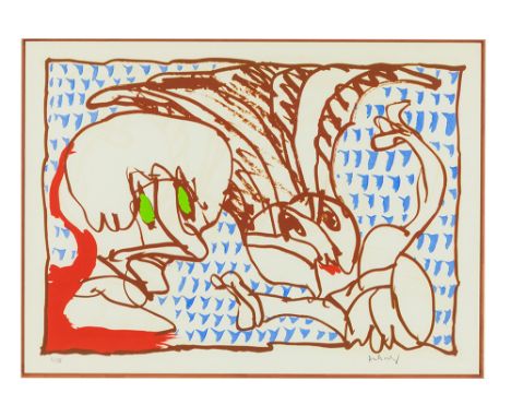 ALECHINSKY PIERRE (° 1927)Pierre Alechinsky signed lithograph printed in colors from 1976ALECHINSKY PIERRE (° 1927) kleurlith