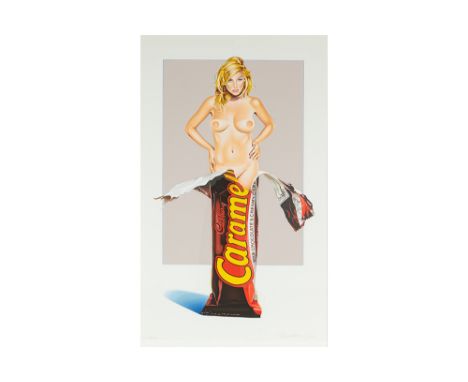 RAMOS MEL (1935 - 2018)Mel Ramos signed lithograph printed in colors with a characteristic composition titled "Caramia Carame