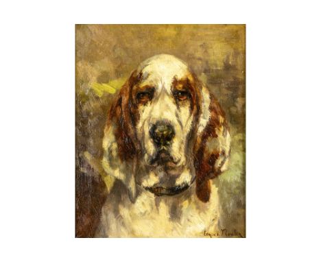 VAN DER MEULEN EDMOND (1841 - 1905)19th Cent. Belgian oil on canvas with a portrait of a Basset Hound - signed Edmond Van der