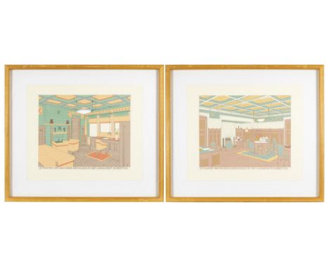 pair of lithograph printed in colors - with a presumably CBJ monogram and dated (19)17 (in the plateCJB (?) paar kleurlitho m