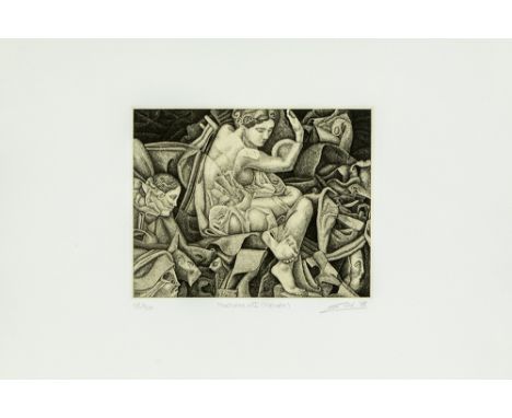 20th Cent. Belgian mixed media (etching and chine collé) - signed Erik Heyninck and dated (19)85HEYNINCK ERIK (° 1952) werk i