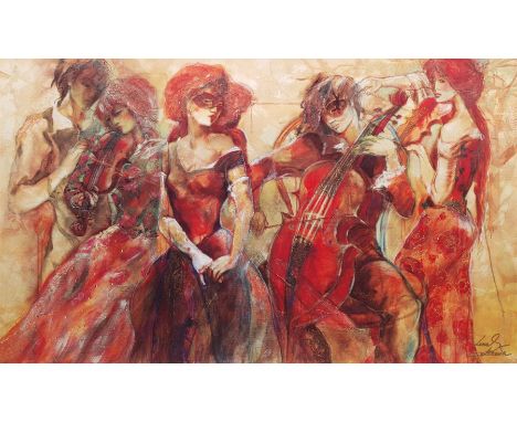Lena Sotskova (Russian 1963-): 'Apassionato', hand embellished giclee print on canvas signed, titled and numbered 325/375 ver