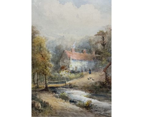K Huggan (British early 20th century): Forge Valley Cottages, watercolour signed and dated 1921, 36cm x 25cm