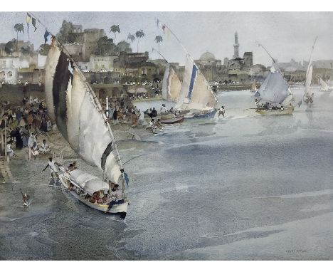 Sir William Russell Flint (Scottish 1880-1969): 'Holiday after Ramadan' Cairo, limited edition colour print signed in pencil,
